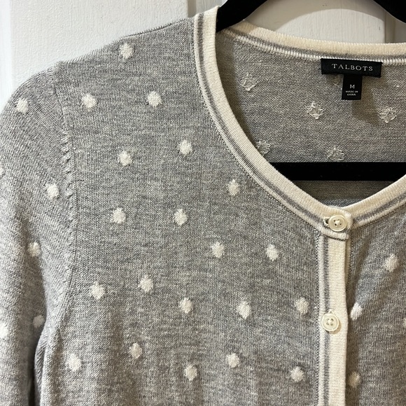 Talbots Women’s polka dot button up sweater - Picture 2 of 3